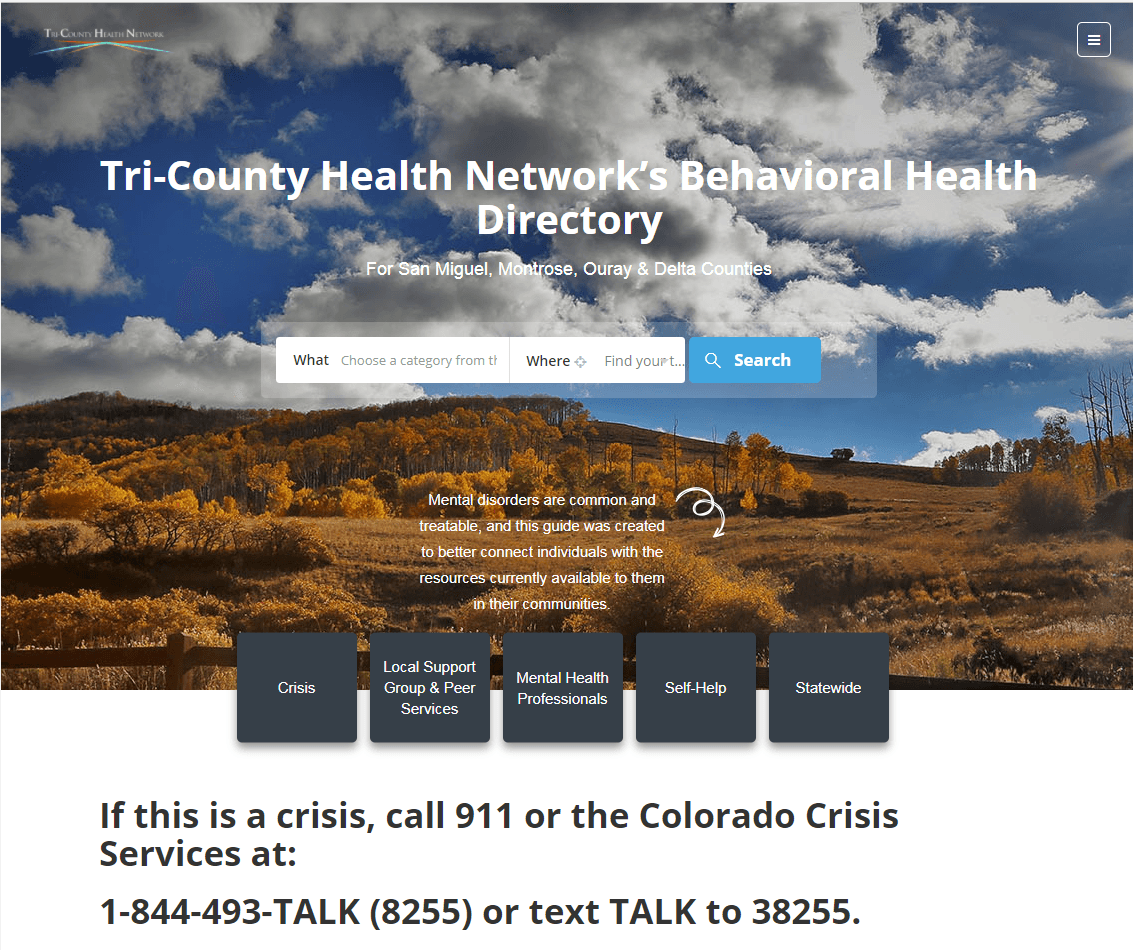 TCHN Behavioral Health Directory Homepage